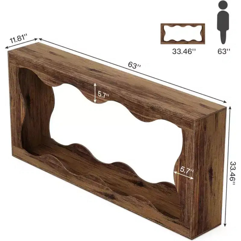 Console moderne de 63 po avec motif ondulé, table étroite pour entrée, table de canapé à 2 niveaux pour salon ou couloir - Panipeachy