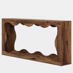 Console moderne de 63 po avec motif ondulé, table étroite pour entrée, table de canapé à 2 niveaux pour salon ou couloir - Panipeachy