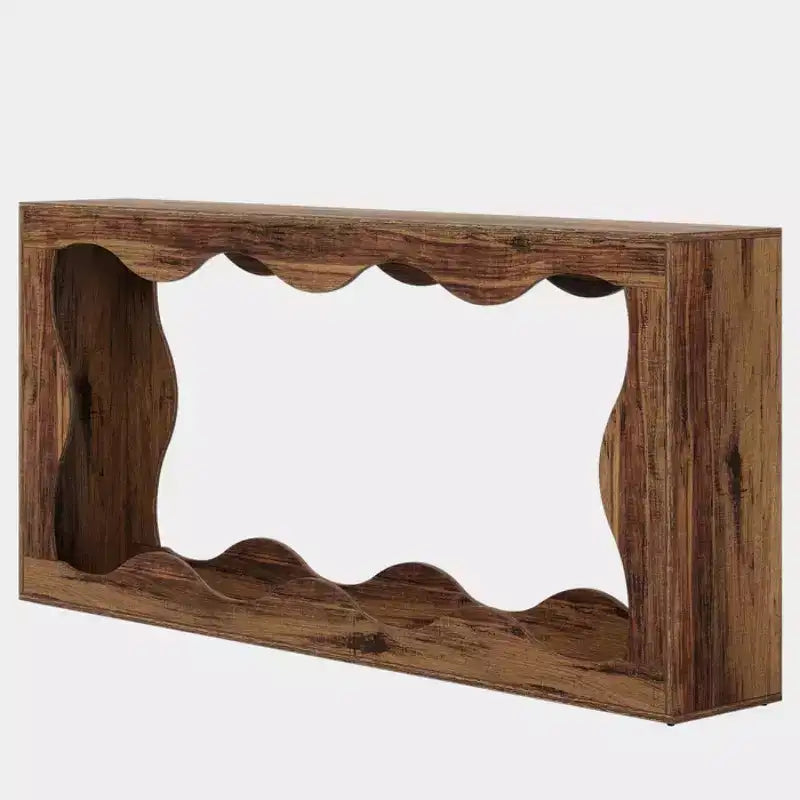 Console moderne de 63 po avec motif ondulé, table étroite pour entrée, table de canapé à 2 niveaux pour salon ou couloir - Panipeachy