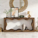 63 Modern Console Table with Wave Design, Narrow Entryway Table, 2-Tier Sofa Table for Living Room or Hallway-Panipeachy