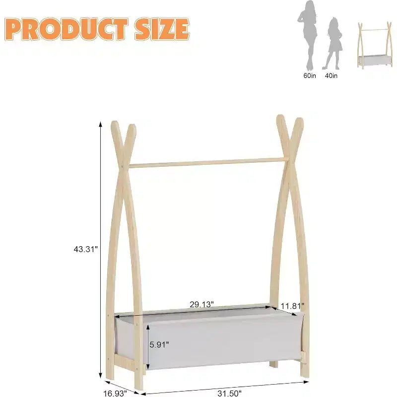 Porte-vêtements pour bébés et petites filles – Penderie de rangement avec tringle à vêtements
