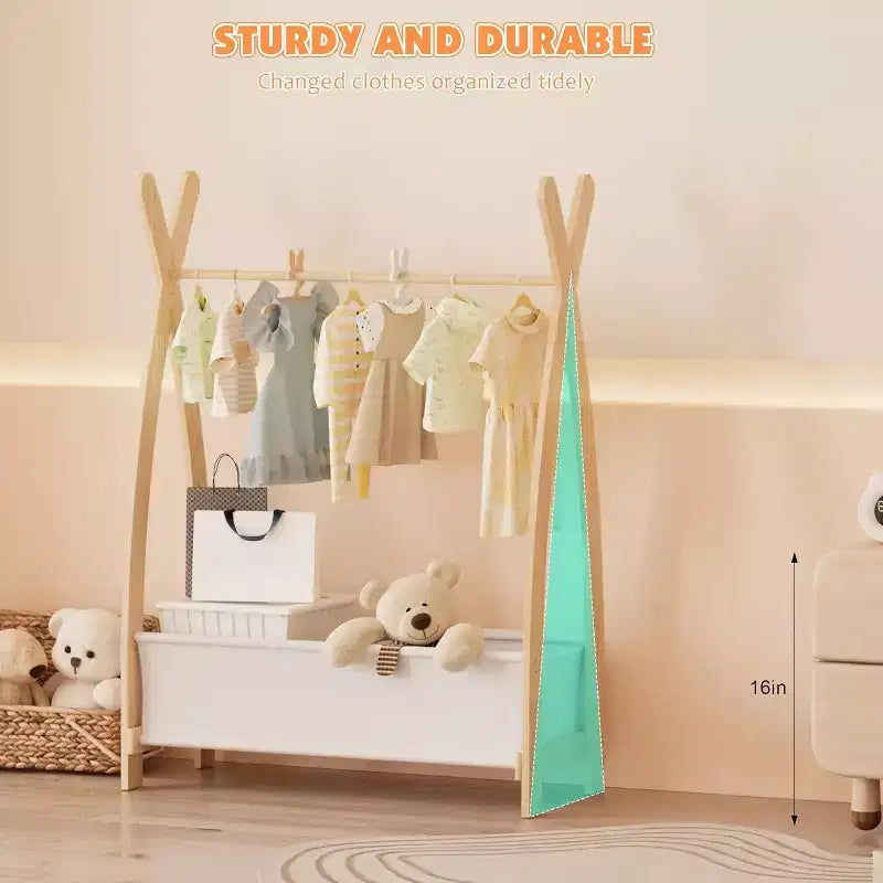 Porte-vêtements pour bébés et petites filles – Penderie de rangement avec tringle à vêtements