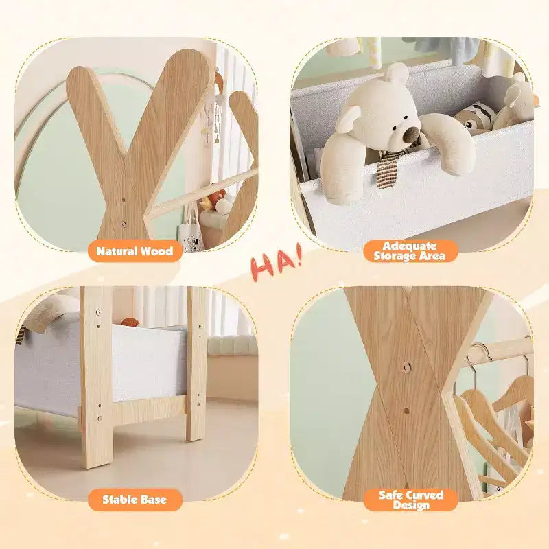 Porte-vêtements pour bébés et petites filles – Penderie de rangement avec tringle à vêtements