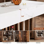 Table de bar comptoir moderne de 63 po avec étagères de rangement à 2 niveaux - Table de salle à manger robuste pour restaurant, bistrot ou salon - 4-8 places assises