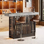 Table de bar comptoir moderne de 63 po avec étagères de rangement à 2 niveaux - Table de salle à manger robuste pour restaurant, bistrot ou salon - 4-8 places assises