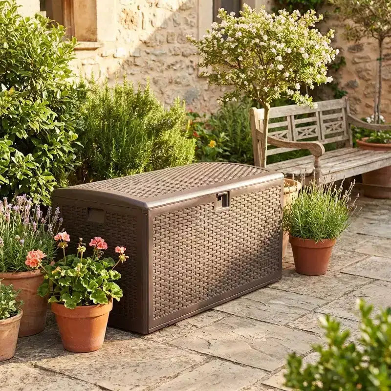 Coffre de rangement de jardin en résine verrouillable de 276 litres résistant à l'eau