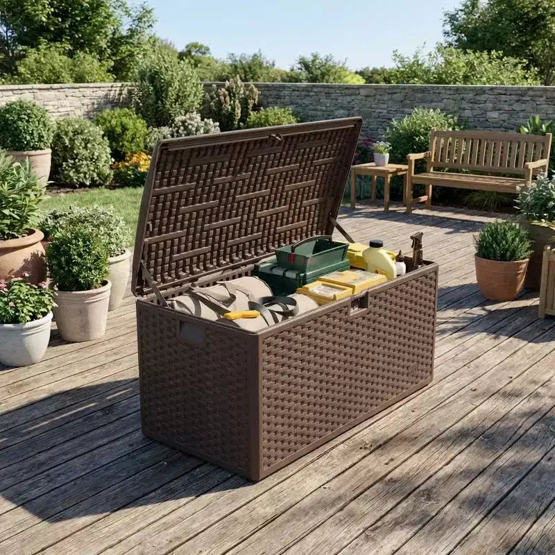 Coffre de rangement de jardin en résine verrouillable de 276 litres résistant à l'eau