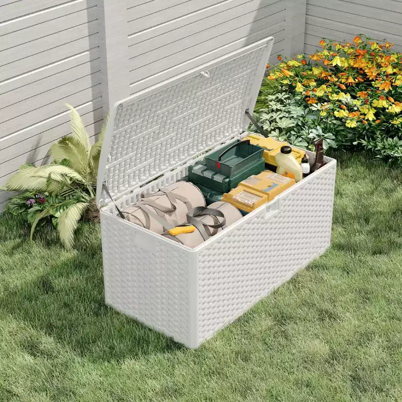 Coffre de rangement de jardin en résine verrouillable de 276 litres résistant à l'eau