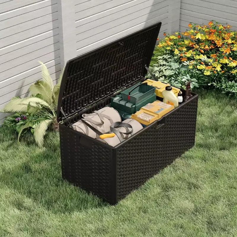Coffre de rangement de jardin en résine verrouillable de 276 litres résistant à l'eau