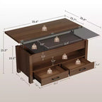 Table basse élévatrice 40 po avec tiroirs et compartiment caché – Se transforme en table à manger