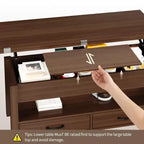 Table basse élévatrice 40 po avec tiroirs et compartiment caché – Se transforme en table à manger
