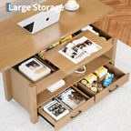 Table basse élévatrice 40 po avec tiroirs et compartiment caché – Se transforme en table à manger