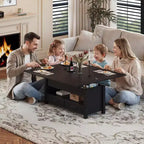 Table basse élévatrice 40 po avec tiroirs et compartiment caché – Se transforme en table à manger