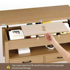 Table basse élévatrice 40 po avec tiroirs et compartiment caché – Se transforme en table à manger