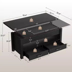 Table basse élévatrice 40 po avec tiroirs et compartiment caché – Se transforme en table à manger