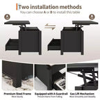 Table basse élévatrice 40 po avec tiroirs et compartiment caché – Se transforme en table à manger