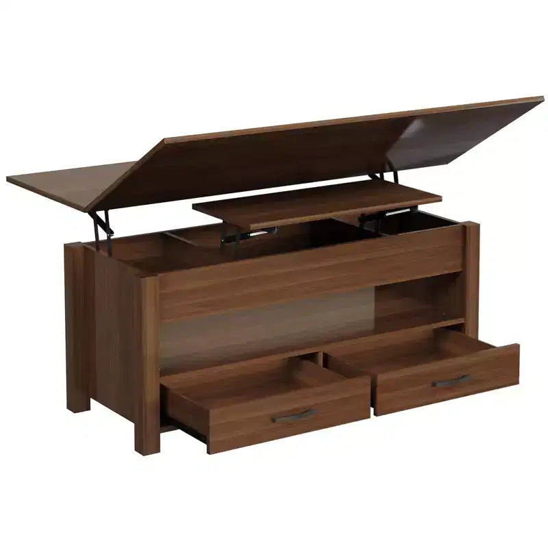 Table basse élévatrice 40 po avec tiroirs et compartiment caché – Se transforme en table à manger