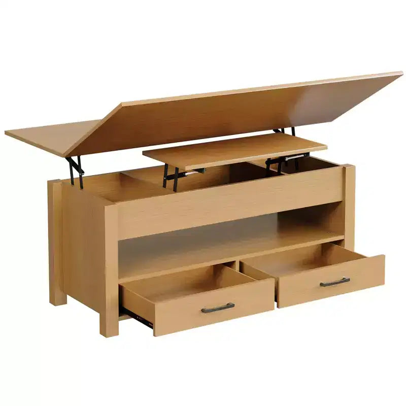 Table basse élévatrice 40 po avec tiroirs et compartiment caché – Se transforme en table à manger