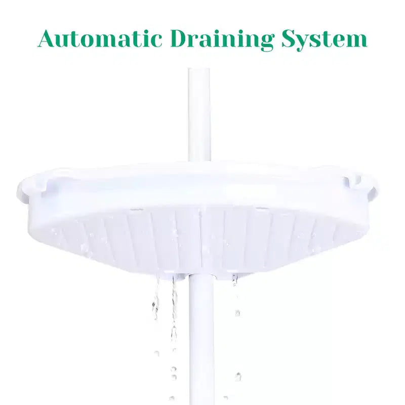 Étagère d'angle de salle de bain, étagère réglable à quatre niveaux, étagère de douche antirouille, support de baignoire autoportant, avec tringle télescopique