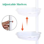 Étagère d'angle de salle de bain, étagère réglable à quatre niveaux, étagère de douche antirouille, support de baignoire autoportant, avec tringle télescopique