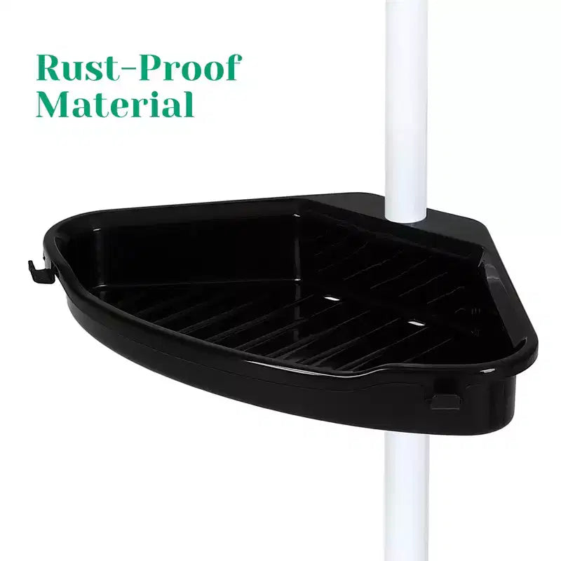 Étagère d'angle de salle de bain, étagère réglable à quatre niveaux, étagère de douche antirouille, support de baignoire autoportant, avec tringle télescopique