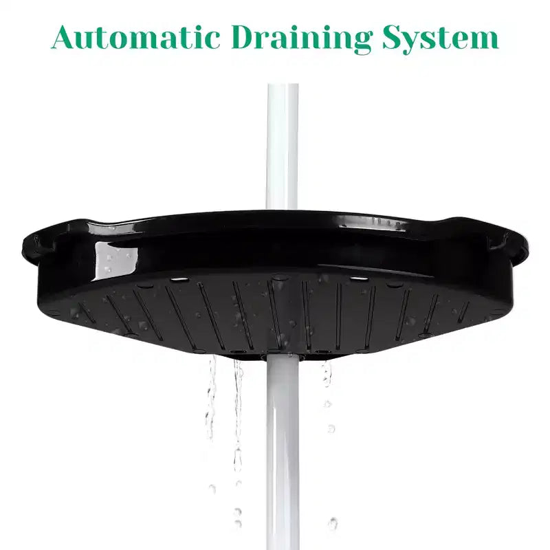 Étagère d'angle de salle de bain, étagère réglable à quatre niveaux, étagère de douche antirouille, support de baignoire autoportant, avec tringle télescopique