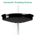 Étagère d'angle de salle de bain, étagère réglable à quatre niveaux, étagère de douche antirouille, support de baignoire autoportant, avec tringle télescopique