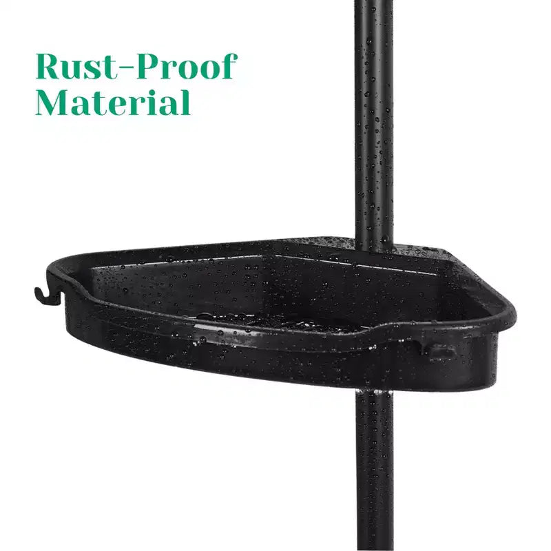 Étagère d'angle de salle de bain, étagère réglable à quatre niveaux, étagère de douche antirouille, support de baignoire autoportant, avec tringle télescopique