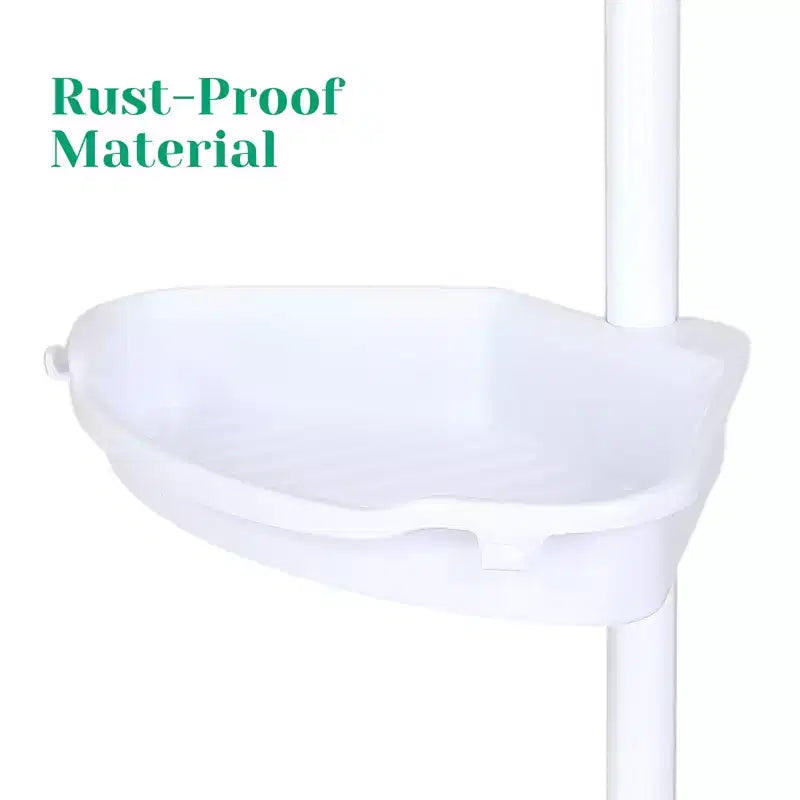 Étagère d'angle de salle de bain, étagère réglable à quatre niveaux, étagère de douche antirouille, support de baignoire autoportant, avec tringle télescopique