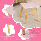 Coiffeuse enfant avec miroir ovale, coiffeuse et tabouret en bois