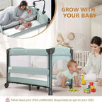 Lit de chevet 3 en 1 pour bébé avec matelas et drap – Vert