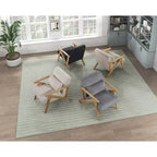 Fauteuil d'appoint moderne en velours côtelé avec coussin et cadre en hévéa