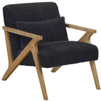 Fauteuil d'appoint moderne en velours côtelé avec coussin et cadre en hévéa