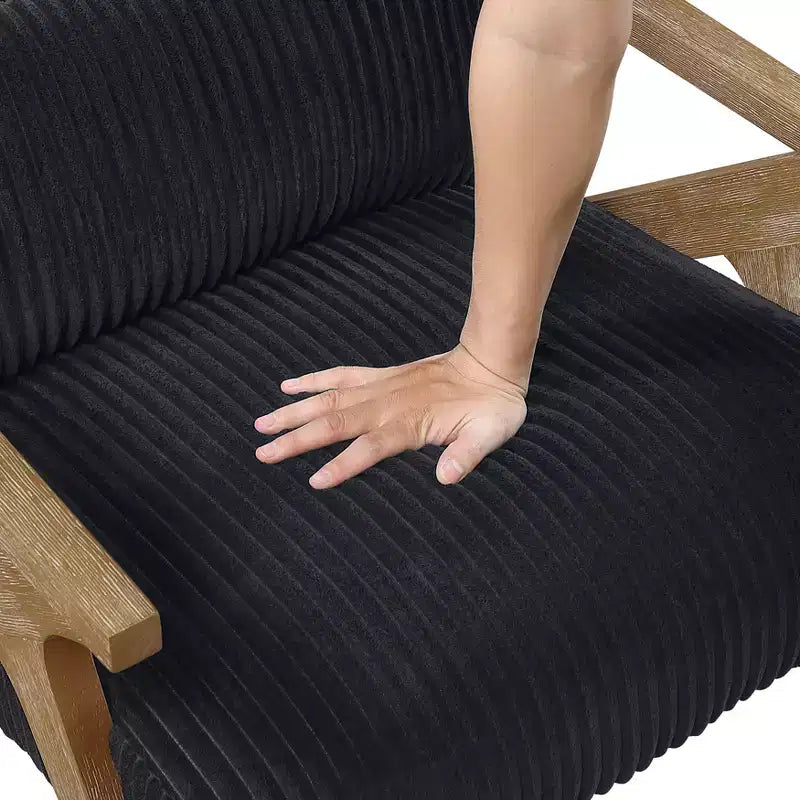 Fauteuil d'appoint moderne en velours côtelé avec coussin et cadre en hévéa