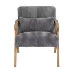 Fauteuil d'appoint moderne en velours côtelé avec coussin et cadre en hévéa