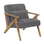 Fauteuil d'appoint moderne en velours côtelé avec coussin et cadre en hévéa