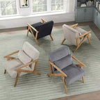 Fauteuil d'appoint moderne en velours côtelé avec coussin et cadre en hévéa