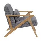Fauteuil d'appoint moderne en velours côtelé avec coussin et cadre en hévéa
