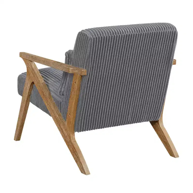 Fauteuil d'appoint moderne en velours côtelé avec coussin et cadre en hévéa