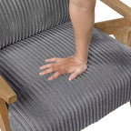 Fauteuil d'appoint moderne en velours côtelé avec coussin et cadre en hévéa