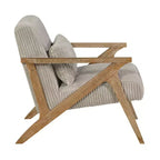 Fauteuil d'appoint moderne en velours côtelé avec coussin et cadre en hévéa