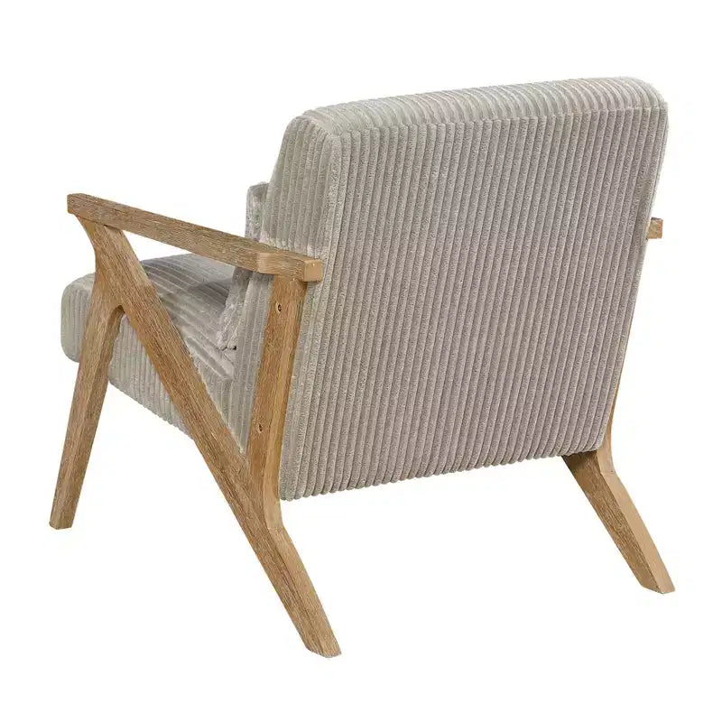 Fauteuil d'appoint moderne en velours côtelé avec coussin et cadre en hévéa