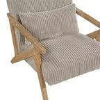 Fauteuil d'appoint moderne en velours côtelé avec coussin et cadre en hévéa