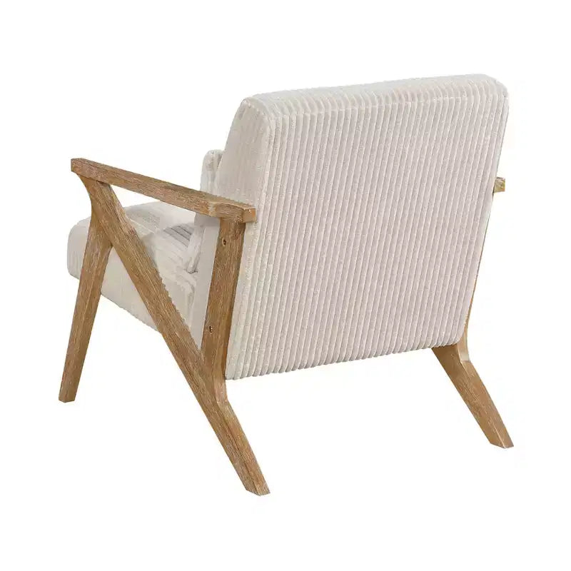 Fauteuil d'appoint moderne en velours côtelé avec coussin et cadre en hévéa