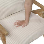 Fauteuil d'appoint moderne en velours côtelé avec coussin et cadre en hévéa