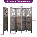 Paravent pliable en bois à 4/6/8 panneaux – Séparateur de pièce de 1,7 m, Marron