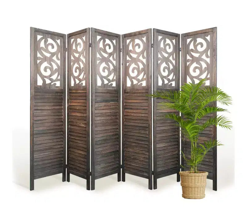 Paravent pliable en bois à 4/6/8 panneaux – Séparateur de pièce de 1,7 m, Marron