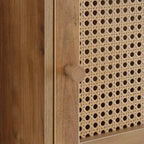 Meuble de rangement 2 portes avec étagère Boho Weave – Marron/Beige