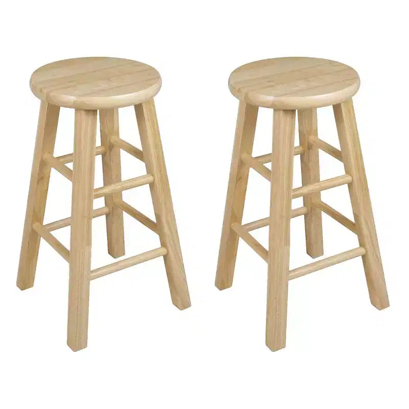 Tabourets de cuisine sans dossier à assise ronde de 24 po – Naturel, lot de 6