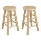 Tabourets de cuisine sans dossier à assise ronde de 24 po – Naturel, lot de 6